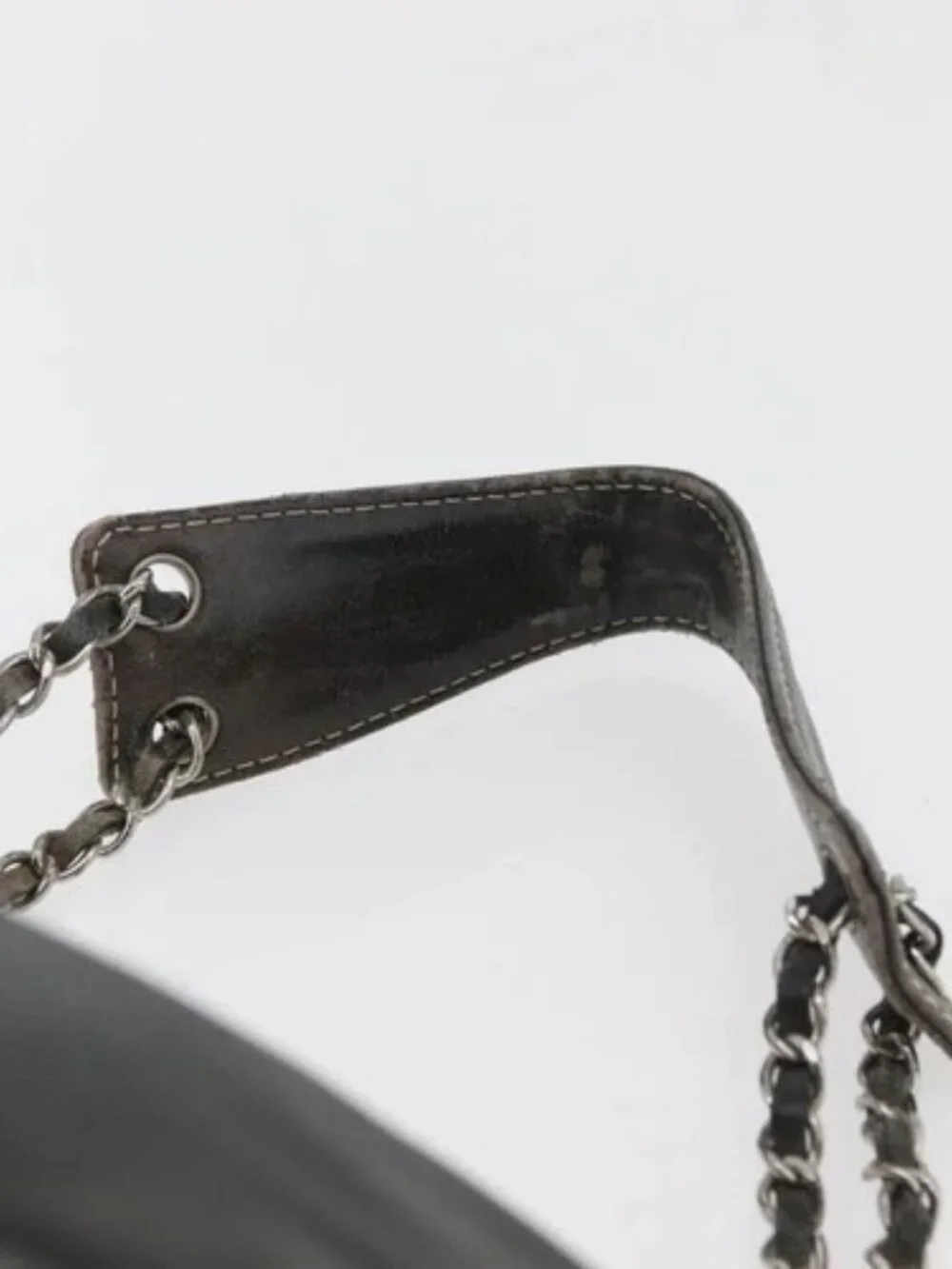 CHANEL Chain Shoulder Bag Lamb Skin Black CC Auth BA13139